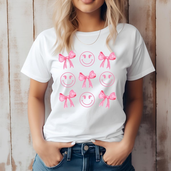 Pink Bow, Soft Girl Aesthetic, Coquette, Ribbon, Softie Shirt, Custom DTF, Ready For Press Heat Transfers, DTF Transfer Ready To Press