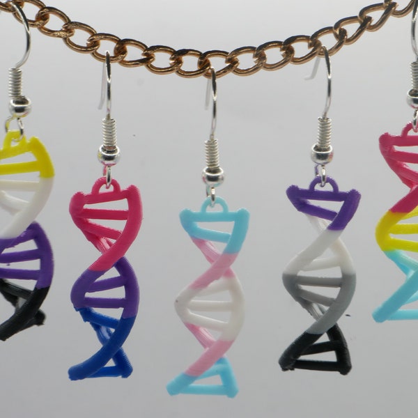 Pride Flag DNA Earrings | Jewelry | Trans Earrings | Bi Earrings | Ace Earrings  | NonBinary Earrings | Pan Earrings | Science Biology Gift