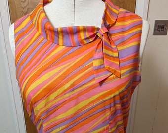 Psychedelic coloured 1970s polyester summer dress