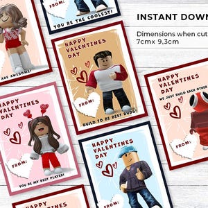 Tarjetas temáticas de Roblox para el día de San Valentín para la escuela: descarga e imprime