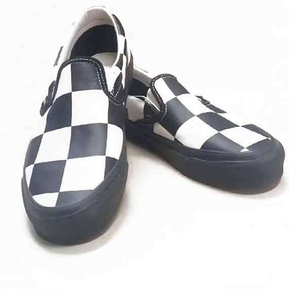 Vans off the Wall x Barney’s New York Collab Leather Checkerboard Slip ons NEW Exclusive Checkerboard Slip-on Sneakers by Vans X Barneys  main image 3
