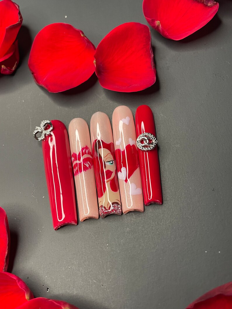 Jessica Rabbit Valentine’s Day Nails| Sheer Pink Nails| February Nails ...
