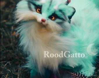 Custom Fantasy Fox Art Doll – OOAK Poseable Sculpture, Horns & Jewelry – Made to Order