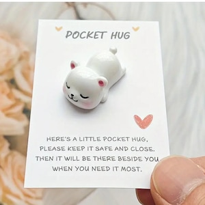 Carte de vœux de poche avec mini ours blanc - carte de vœux voyage Saint Valentin Pâques Anniversaire amitié amour école amoureux