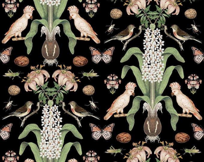 ABUNDANCE COLLECTION WALLPAPER  * Peach Parrot * 12x12 or 24x24 repeat style *
