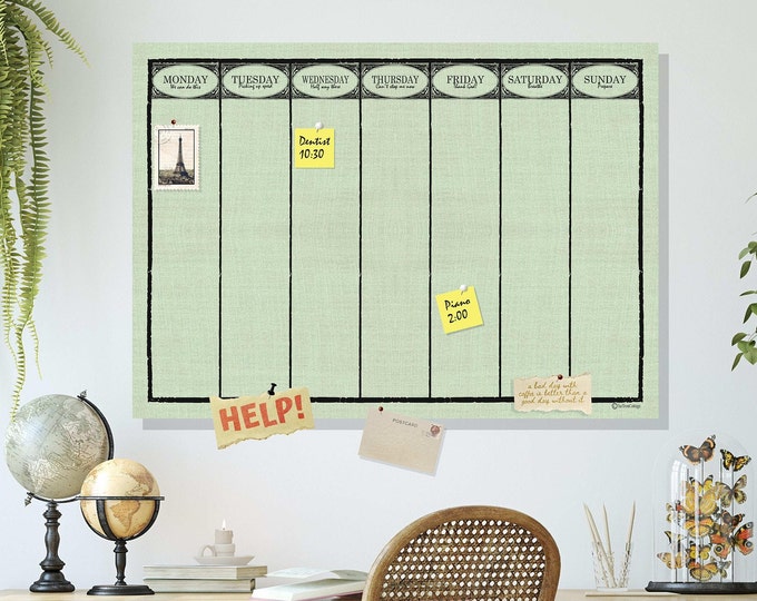 DAY PLANNER Pin Board  * Bulletin Board * Pin Board * 24x36 inches tall * all hardware included * twelve colors of linen