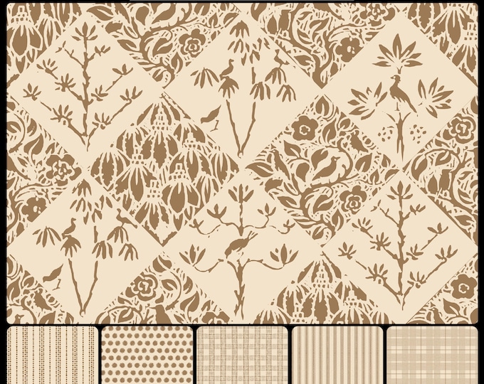 FOLKSIE COLLECTION *  18-105 * Woodcut DIAMONDS * 24x24 repeat * Country  *  Wallpaper * Fabrics * Folk Art * Farmhouse * Cabin * Cottage