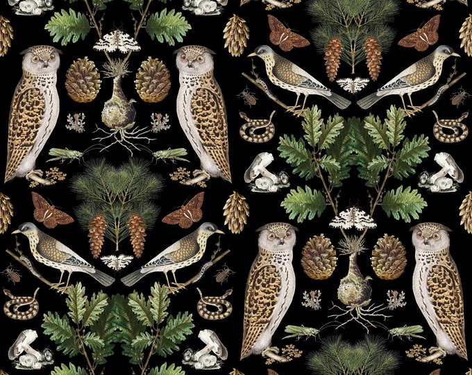ABUNDANCE COLLECTION WALLPAPER  * Owl & Oak Leaves * 12x12 or 24x24 repeat style *