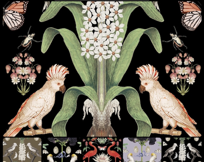 ABUNDANCE COLLECTION WALLPAPER  * 01-114 * Peachy Parrot * 12x18 Repeat