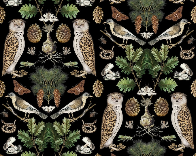 ABUNDANCE COLLECTION WALLPAPER  * Oak Leaves & Owl * 12x18 Repeat