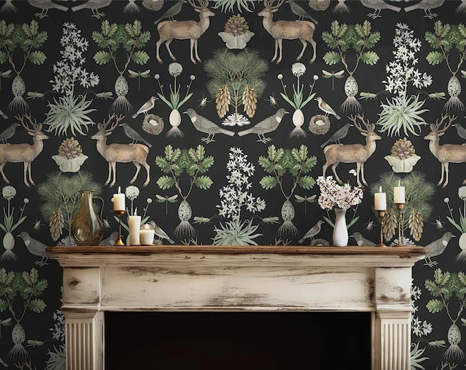 ABUNDANCE COLLECTION WALLPAPER  * Stag & Crow * 12x18 Repeat