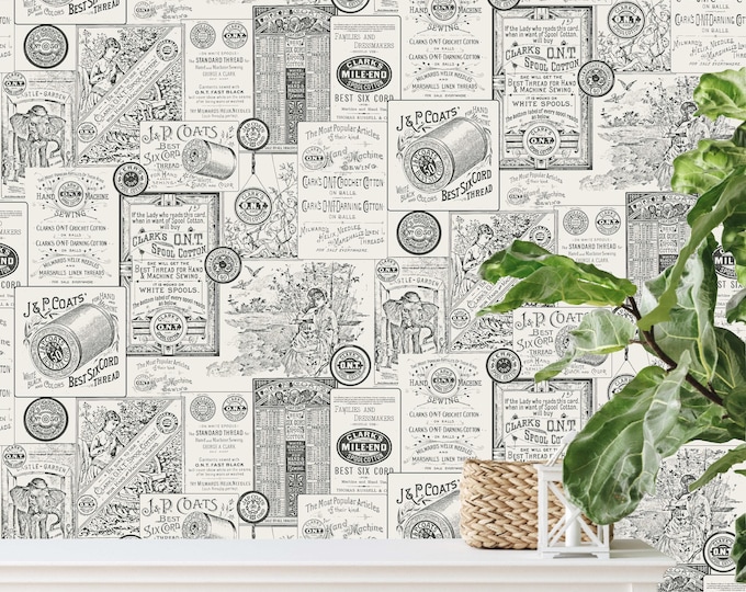 FARMHOUSE COLLECTION * SEWING Daze in 5 Color Ways with Iron Ore * 24x24 repeat