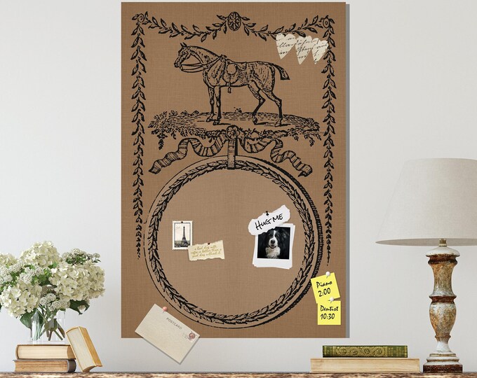 ANTIQUE ETCHING PRINTED Pin Board * Bulletin Board * Pin Board * 24x36 inches tall * all hardware included