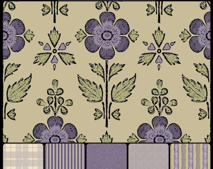 COTTAGE SKETCHBOOK Collection * 11-117 * PRIMROSE * 24x24 repeat * Country * Farmhouse * Cottage * Antique * Artsy * Sketch * Rustic *