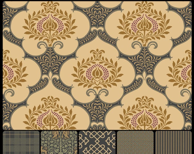 TRADITIONS Collection * 04-114 * LOTUS BROCADE * 24X24 Repeat * Traditional wallpaper & fabrics * choose any color pallet *