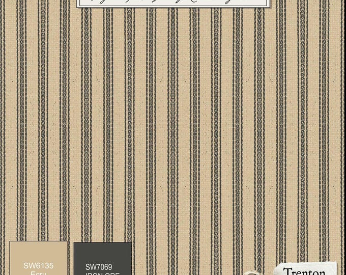 TRENTON  TICKING WALLPAPER * Colors on Ecru