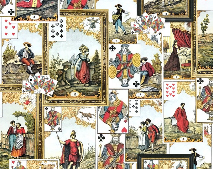 PAGES From The PAST Collection * Antique Playing Cards Collage Wallpaper * 24X24" Repeat