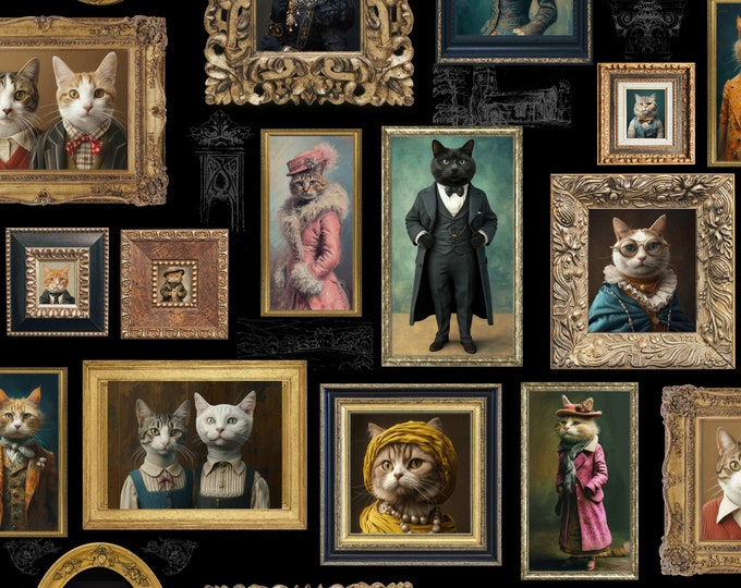 LADY CATERLY'S LOVER Gallery Wallpaper * 24x24 repeat style * fancy cats * gentlemen's club * farmhouse