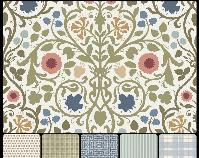 FOLKSIE COLLECTION *  18-103 * FOLKVINE * 24x24 repeat * Folk Art * Garden Wallpaper * Wallpaper * Fabrics *