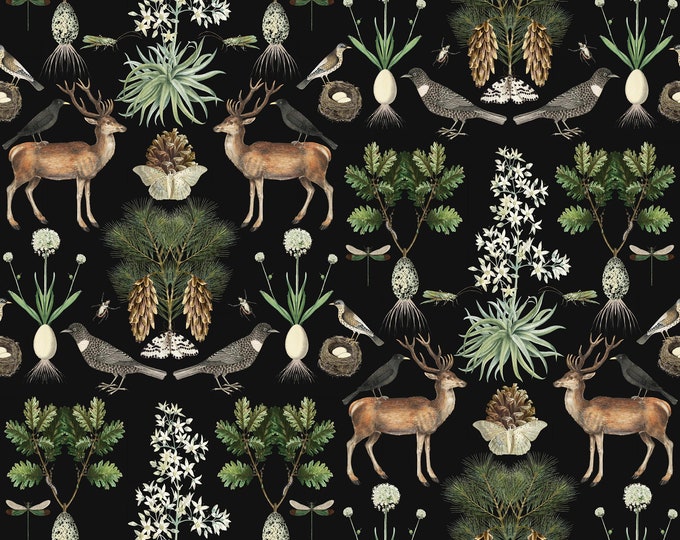 ABUNDANCE COLLECTION WALLPAPER  * Stag & Crow * 12x12 or 24x24 repeat style *