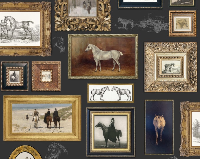 WALLPAPER FRAMED EQUESTRIAN * 24x24 or 12x12 repeat style *