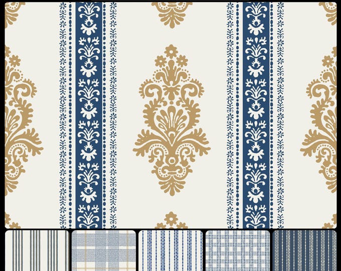FOLKSIE COLLECTION *  18-107 * FOLKART Stripe * 24x24 repeat * Country Kitchen *  Wallpaper * Fabrics * Folk Art * Farmhouse * Cottage