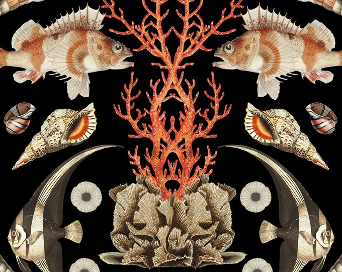 ABUNDANCE OCEANA WALLPAPER Collection in Coral * 24x36 repeat
