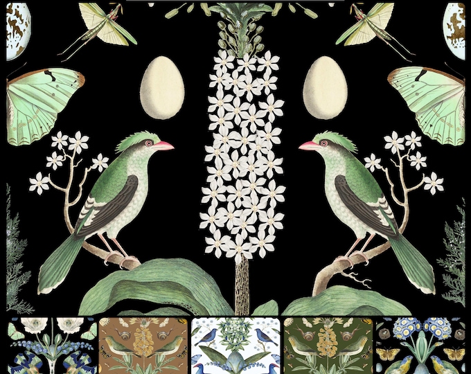 ABUNDANCE COLLECTION WALLPAPER  * 01-115 * Spruce Birds * 12x18 Repeat