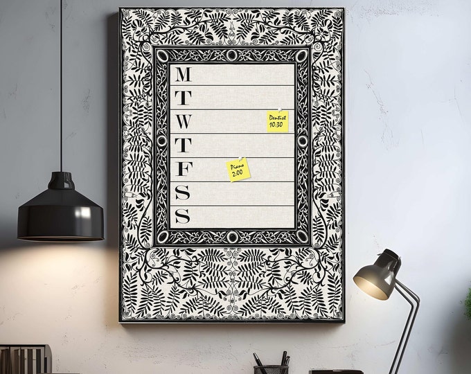 DAY PLANNER Pin Board Wild Vines on Linen * Bulletin Board * Pin Board * 24x36 inches tall * all hardware included