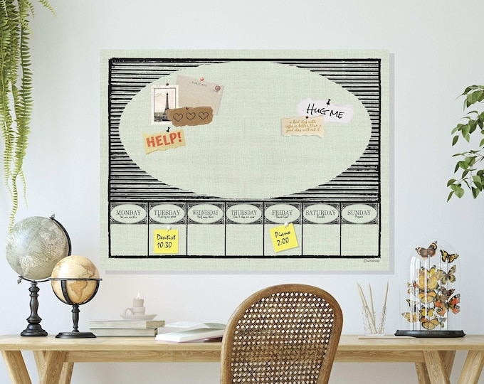 DAY PLANNER Pin Board  * Bulletin Board * Pin Board * 24x36 inches tall * all hardware included * twelve colors of linen