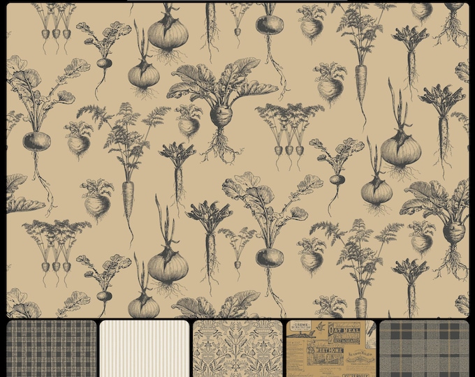 FARMHOUSE COLLECTION * 05-102 * Root VEGETABLES any color combo * 24x24 repeat