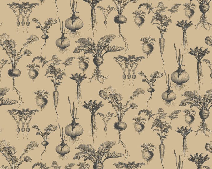 FARMHOUSE COLLECTION * Root VEGETABLES in 4 Color Ways with Iron Ore * 24x24 repeat