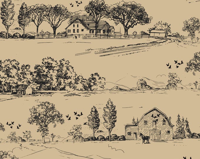 FARMHOUSE COLLECTION * Farm Toile in 9 Color Ways * 24x24 repeat