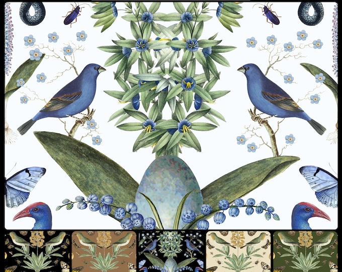 ABUNDANCE COLLECTION WALLPAPER  * 01-102B * Bluebirds on Ice * 12x18 Repeat