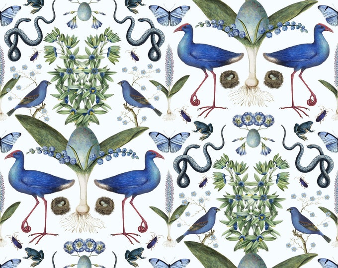 ABUNDANCE COLLECTION WALLPAPER  * Bluebirds on Ice * 12x18 Repeat