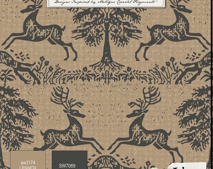 ITHACA COVERLET WALLPAPER c.1838 *  Amazing Design Inspired by Antique Coverlet from Ithaca New York * circa 1838