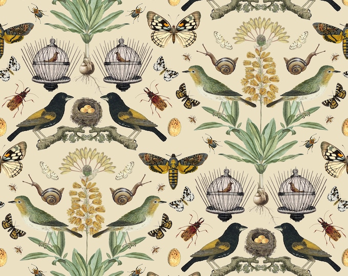 ABUNDANCE COLLECTION WALLPAPER  * Green & Gold on Ivory * 12x12 or 24x24 repeat style *