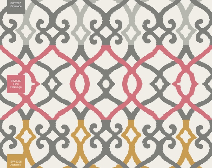 BOMBAY COLLECTION * TRELLIS in Flamingo Color Ways * 24x24 repeat
