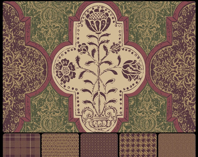 TRADITIONS Collection * 04-115 * ALDRED The DARK * 24X34 Repeat * Traditional wallpaper & fabrics * choose any color pallet *