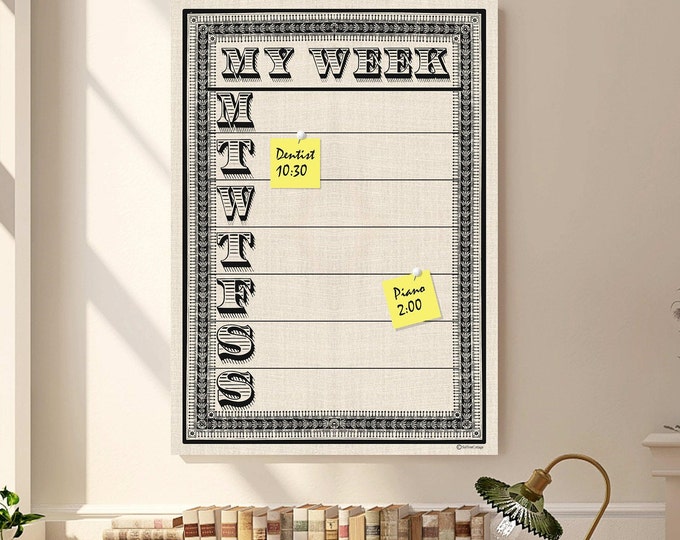 DAY PLANNER Pin Board * Bulletin Board * 24x36 inches tall * all hardware included * Grey Heather or Linen background