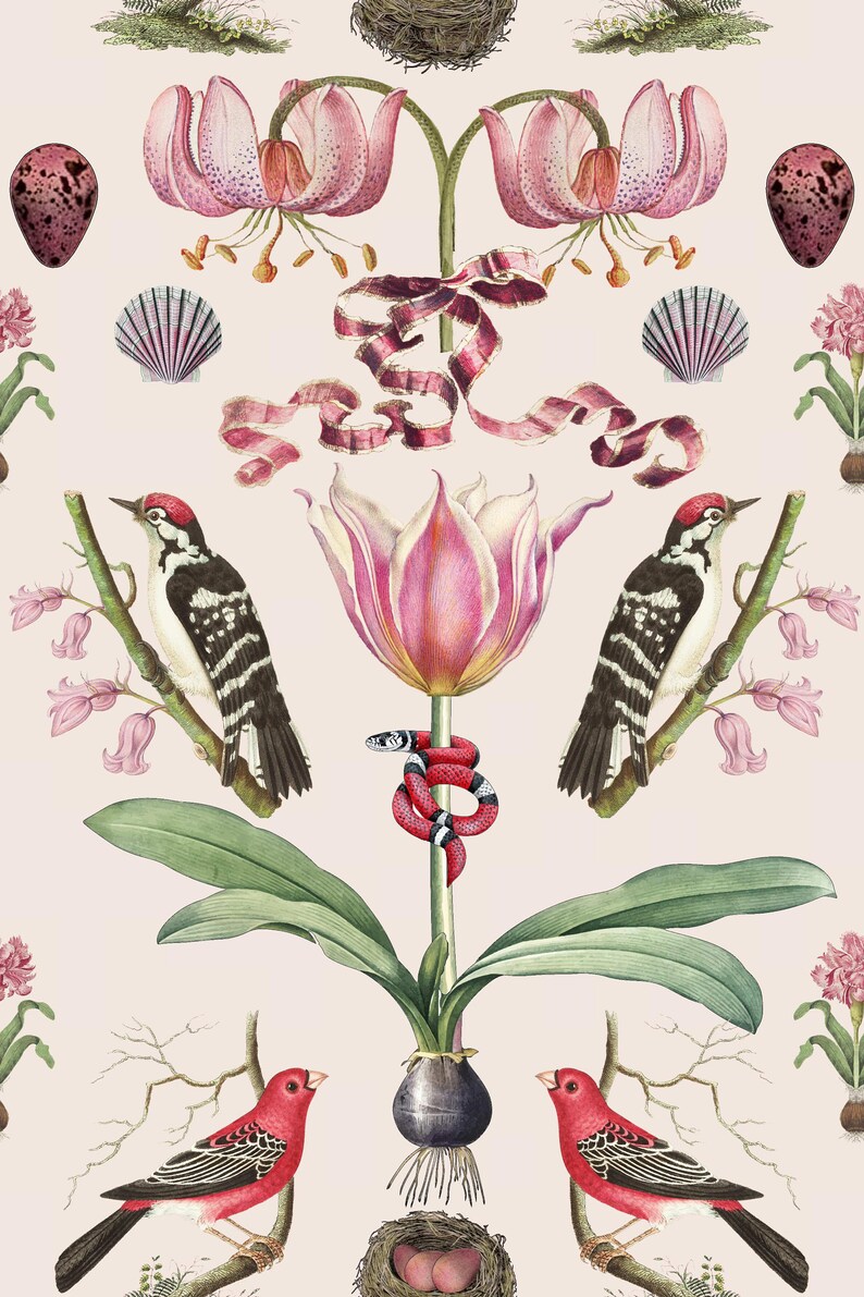 ABUNDANCE COLLECTION WALLPAPER Pinks 12x12 or 24x24 Repeat Style - Etsy
