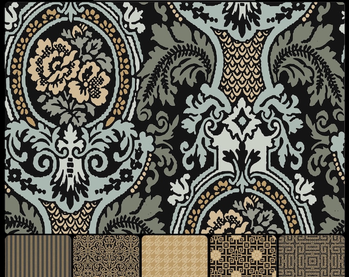 TRADITIONS Collection * 04-104 * ROSEMARY * 24X24 Repeat * Traditional wallpaper & fabrics * choose any color pallet *
