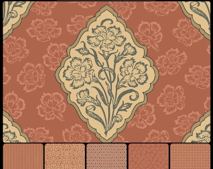TRADITIONS Collection * 04-111 * MAJOLIKA * 24X24 Repeat * Traditional wallpaper & fabrics * choose any color pallet *