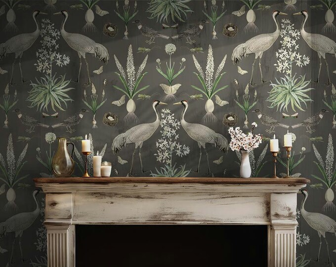 ABUNDANCE COLLECTION WALLPAPER  * Greys on Grey * 12x18 Repeat