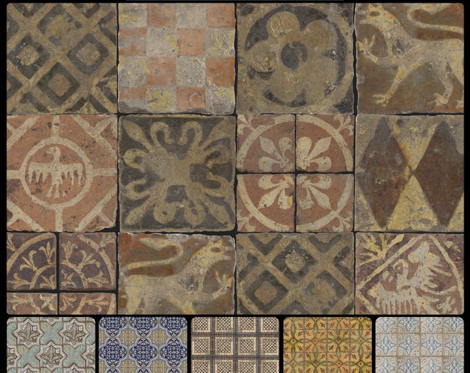 ANCIENT TILES * 13-103 * PLYMOUTH Inspired by Ancient Tile fragments * Wallpaper or Fabric