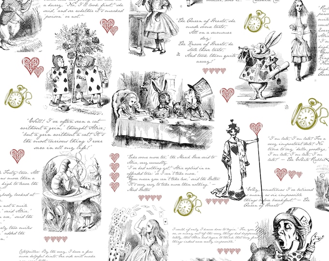 ALICE in WONDERLAND * In Collage style * 24x24 repeat