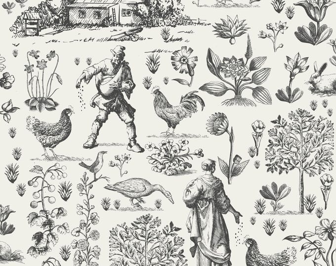 FARMHOUSE COLLECTION * CHICKEN Farmers in 7 Color Ways * 24x24 repeat