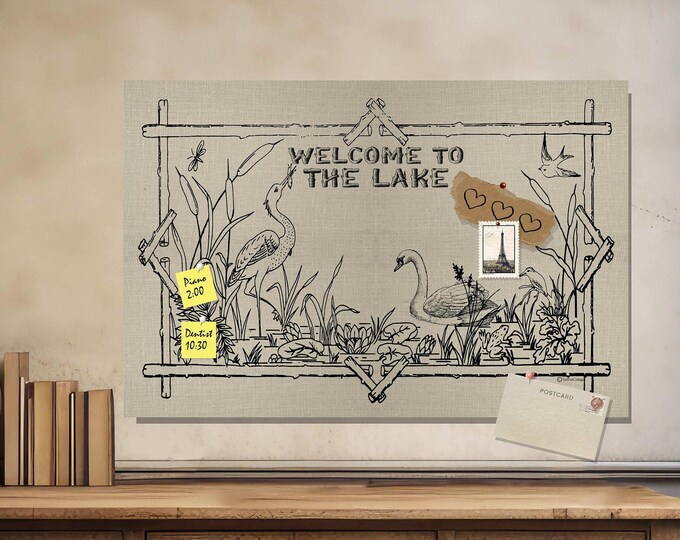 WELCOME to the LAKE Pin Board * Bulletin Board * Pin Board * 24x36 inches * all hardware included