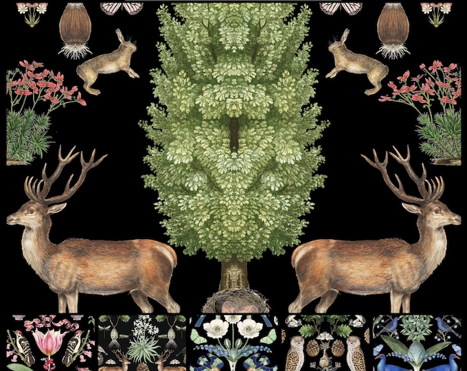 ABUNDANCE COLLECTION WALLPAPER  * 01-117 * Stag & Cedar * 12x18 Repeat *