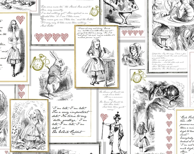 WALLPAPER ALICE in WONDERLAND * 24x24 or 12x12 repeat style *